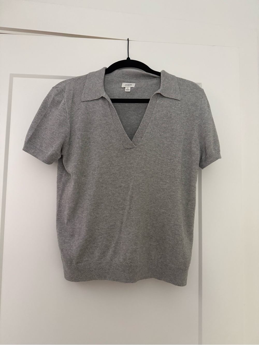 J. Crew Light Gray Short-Sleeve V-Neck Polo Top